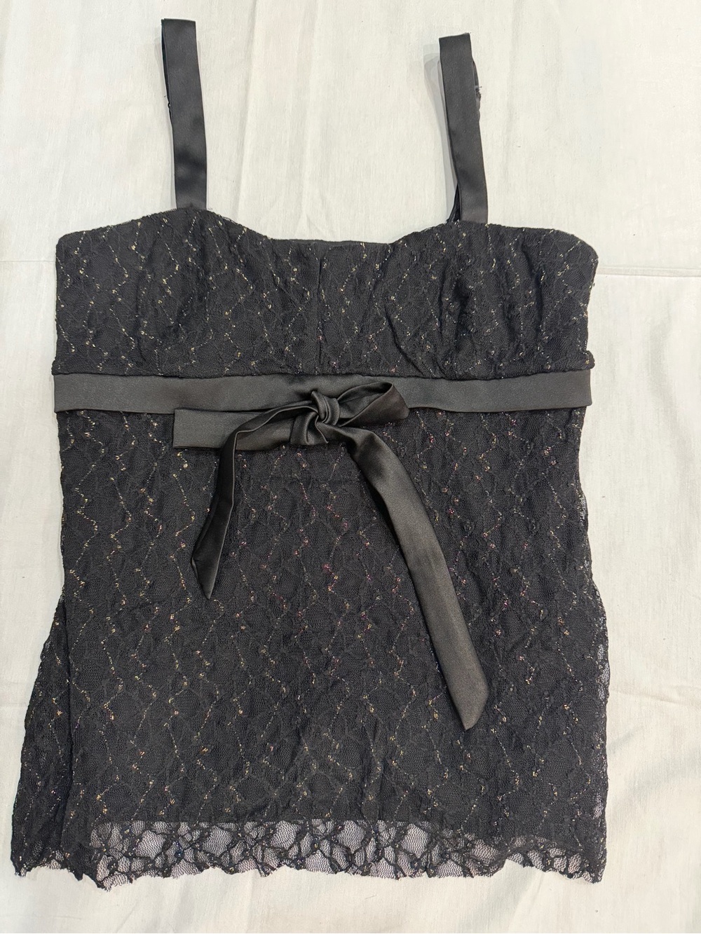 le chateau Black Lace Satin-Trim Camisole